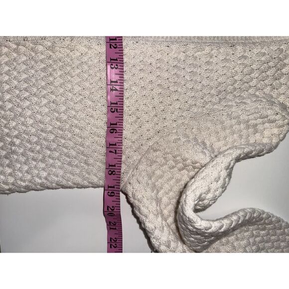LL Bean Open Front Basketweave Knit Cardigan Womens Ivory Cream Cotton Cozy Med - Picture 15 of 16